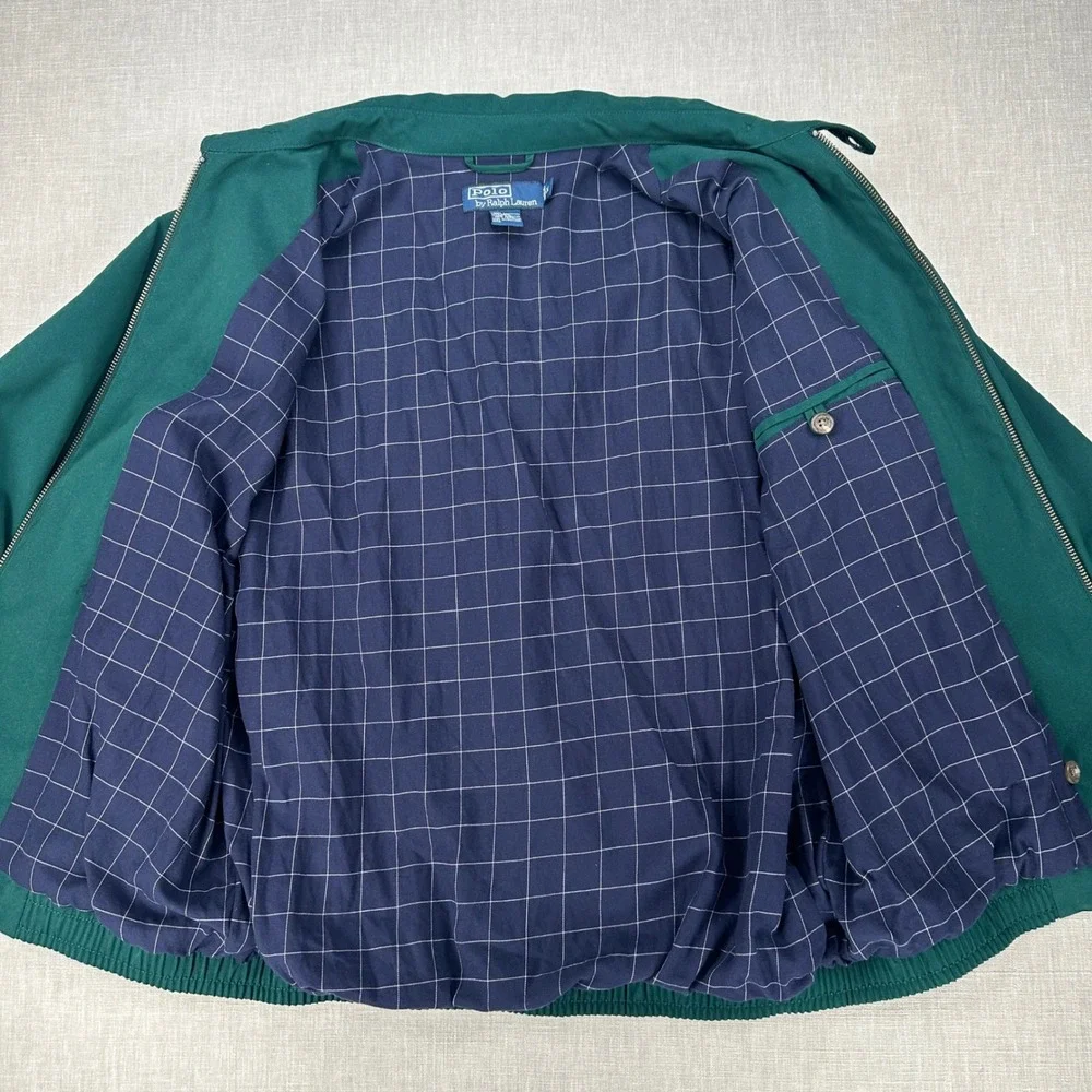 Polo Ralph Lauren Bi-Swing Harrington Jacket Mens M Green Red Pony Zip Up Lined